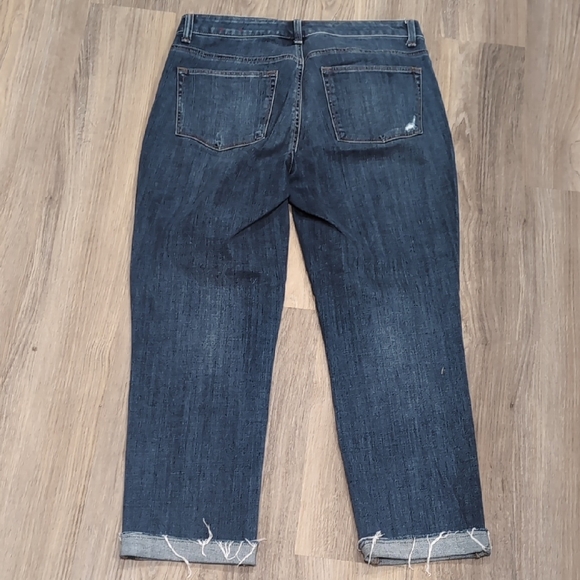 Talbots Dark Blue Distressed Slim Straight Ankle Jeans Size 8 - Picture 3 of 3